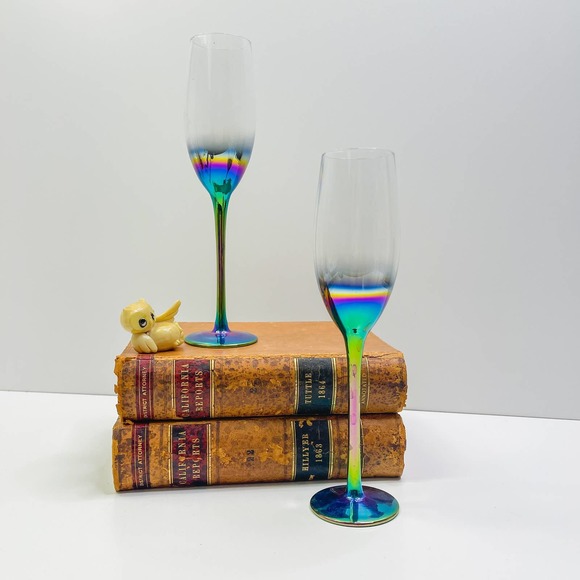 Artland Rainbow Iridecent Champagne Flutes - Picture 1 of 4
